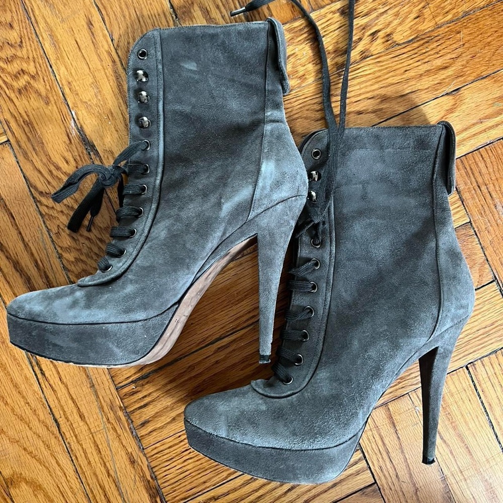 Pura Lopez Suede Gray Booties